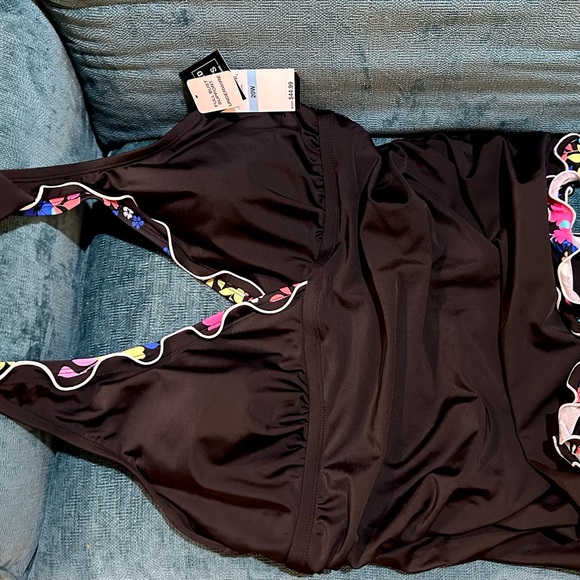 Island Escape Plus Size Halter-Neck Underwire Mariposa Black 20W - Picture 2 of 9